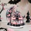 Unique Holiday Party Centerpieces Halloween Dark Style Table Decorations, Acrylic Pink And Black Gothic Centerpiece, Small Craft Gifts Crescent Moon/