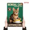 Vintage Metal Tin Sign Black Cat Coffee Kitchen Wall Decor Retro Poster