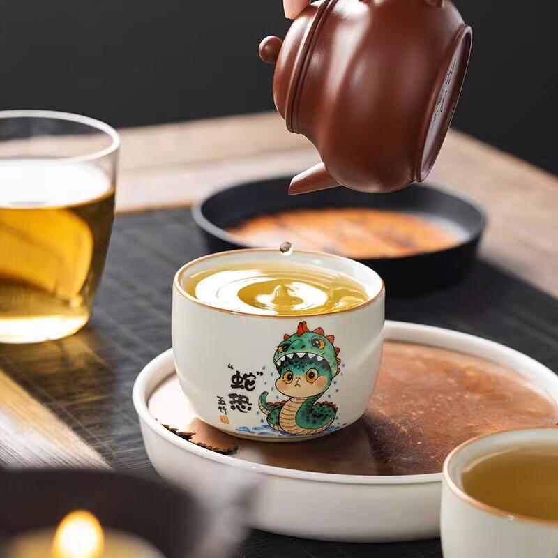 Ru Kiln Snake Fear Master Cup Ceramic Personal Special Creative Tea Cup High-End Exquisite Tea Cup Tea Set
