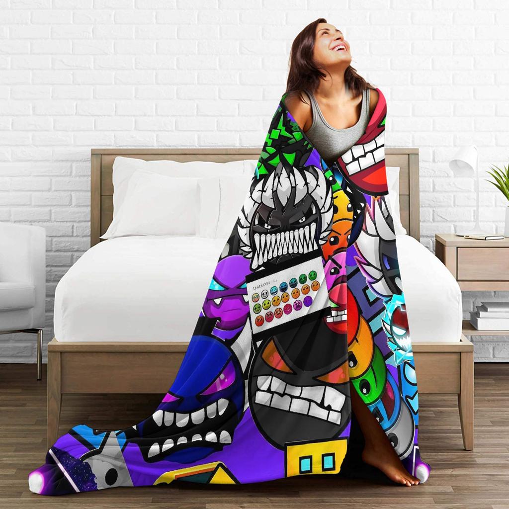 Geometrie Gaming Gestrichelt Flanelldecke Winter Super Weiche Überwurfdecke für Mädchen Jungen Schlafzimmer Lustige Tagesdecke Sofa Bettbezug