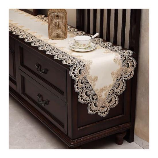 Lace Table Runner, Vintage Lace Dining Table Runner, Non Slip Coffee Table Runners, Waterproof Oil-Proof Table Runner with Exquisite Lace for Dining