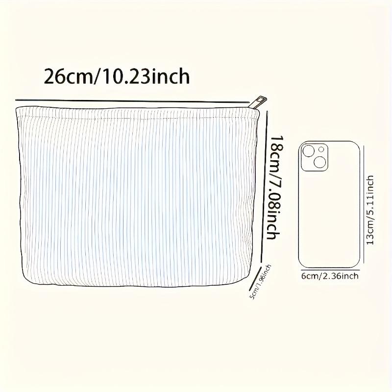 1pc Minimally Designed Floral Printed Corduroy Zipper Makeup Bag Lightweight and Multifunctional Travel Cosmetic Storage Bag