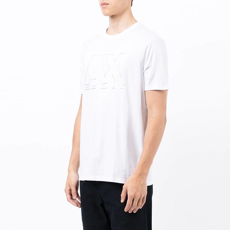 Armani Exchange Letter Logo Cotton Crew Neck Short Sleeve T-Shirt Men Tops White 6KZTFA-ZJBVZ-1100