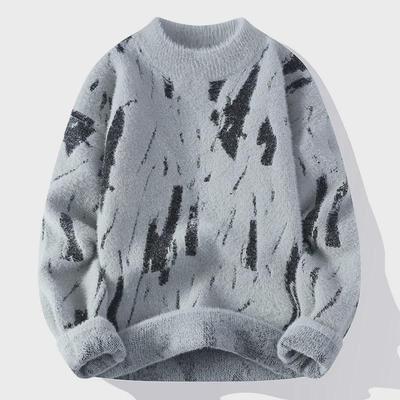 Autumn/Winter 2024 Men's Half Turtleneck Thick Knitted Sweater Pullover