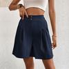 Pocket Solid Color High Waisted Shorts Pocket Pure Color High Waist Button Shorts