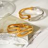 Color-block open bangle, non-fading jewelry, light luxury high-end gold titanium steel bracelet