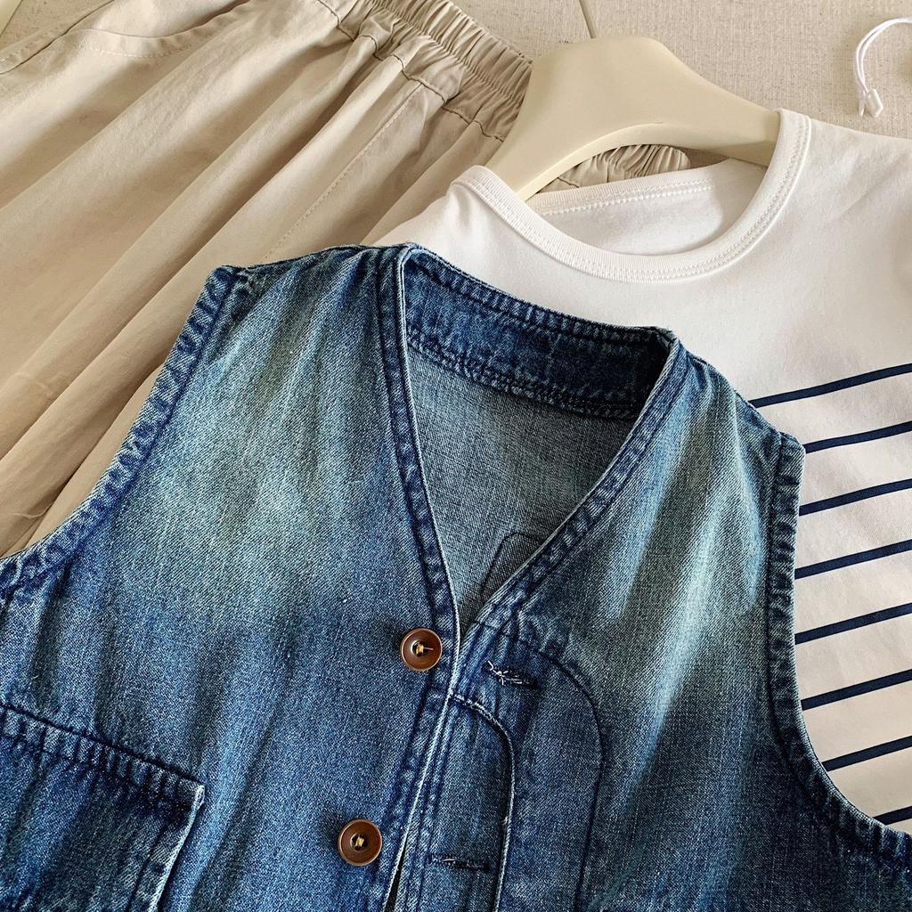 Children'S Denim Vest Autumn New Korean Version Of Boys Sleeveless Vest Outside Wearing Baby Girl Vest Tide