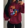 Happy Day Colorful Art Letter Printing Womens Hoody Hip Hop Multicolor Hoodie Autumn Pullover Pocket Female Hoodies