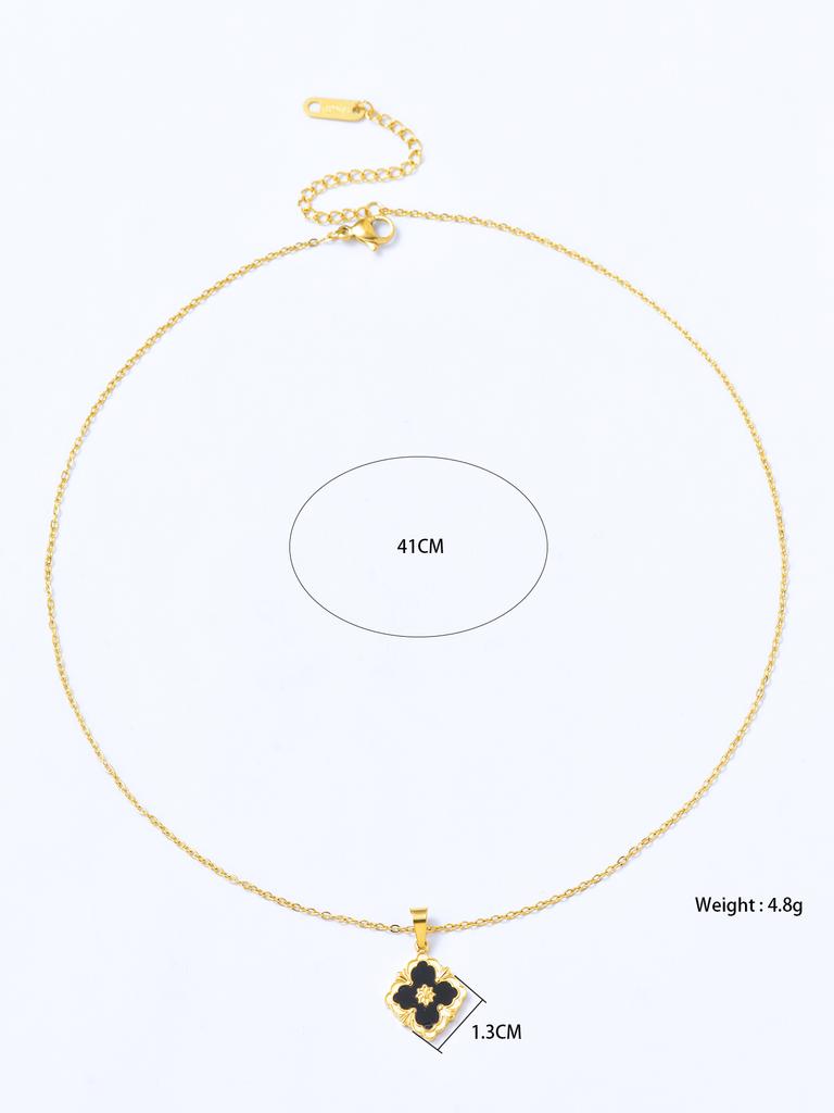 1 piece 18k Gold plated stainless steel lucky clover pendant necklace for women's daily accessories jewellery bracelet earrings