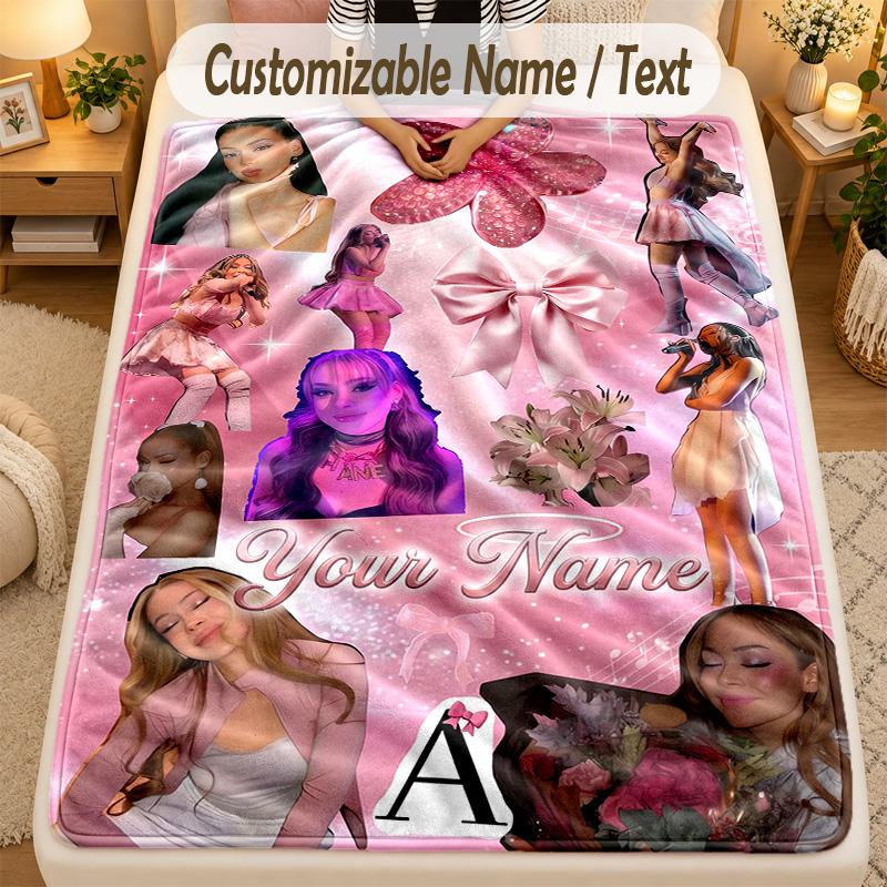 Flannel BlanketAyliva Custom Name Text Personalized Soft Warm Throw Blanket Home Decor Gift