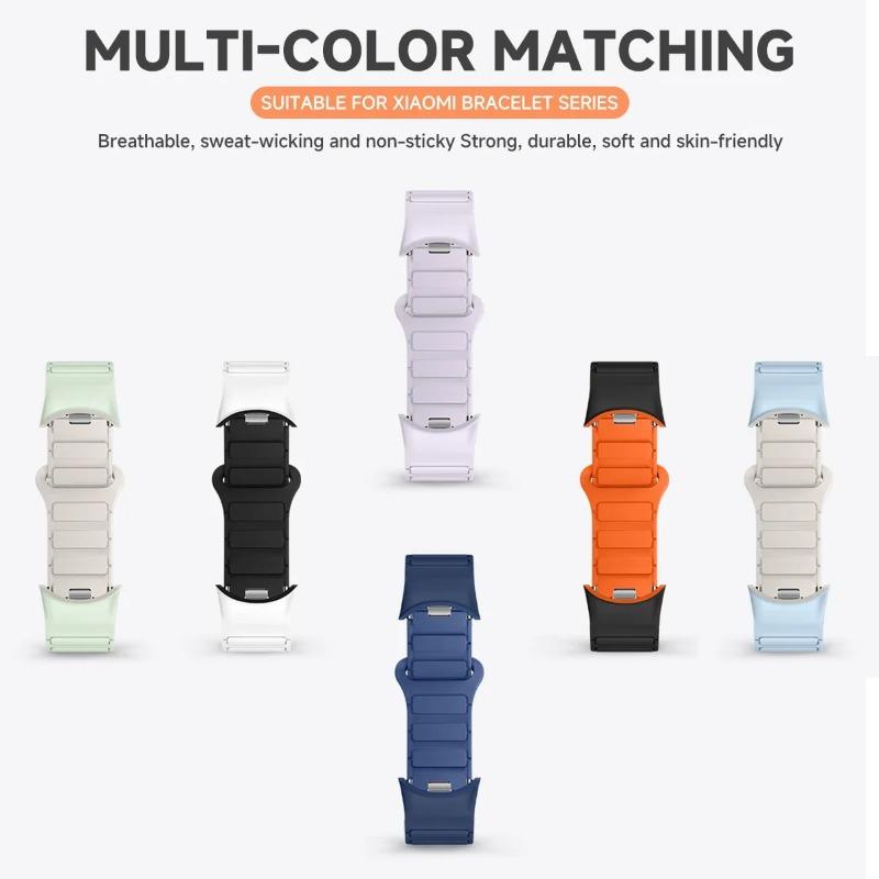 NEW Magnetic Sport Strap for Xiaomi Watch 10/9/8 Two Tone Silicone Band for Miband 10 NFC Smartwatch Replacement Bracelet