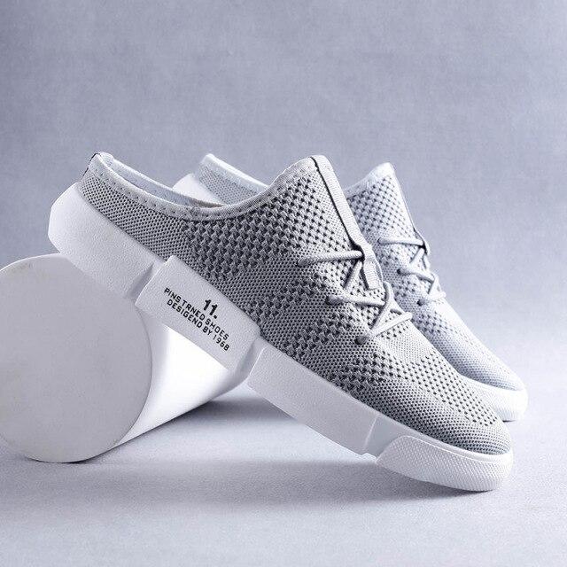 

Мужские полутапочки Weh, летние трендовые полутапочки, пляжная обувь, мужская дышащая летающая тканая нескользящая модная одежда, индивидуальная одежда 39 небесно-голубой