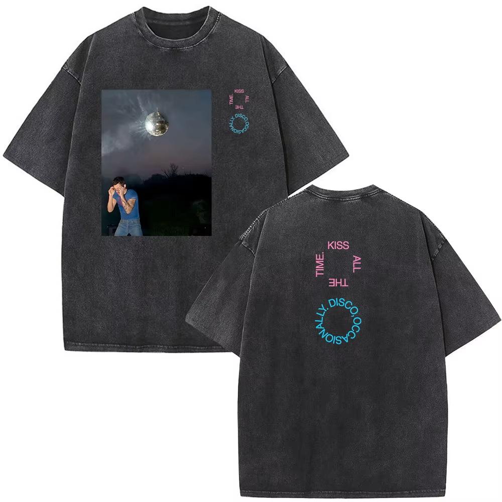 Kuss All The Time Disco Gelegentlich Album Vintage Gewaschen T-Shirts Herren Damen Kleidung Mode Hip Hop Kurze Ärmel T-Shirt