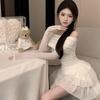 Chic Autumn Two-Piece Set: Sweet & Spicy Milk Top and Cake Skirt 
