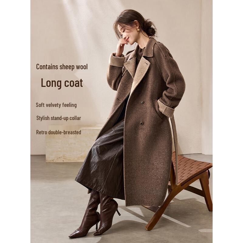 

Mohan Yimei Women s Elegant Wool Blend Longline Trench Coat M