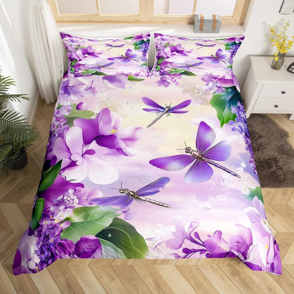 Comforter Dragonfly King Queen Size Chic Animal Comforter Microfiber Bohemia Mandala Bedding Set Flowers Bed