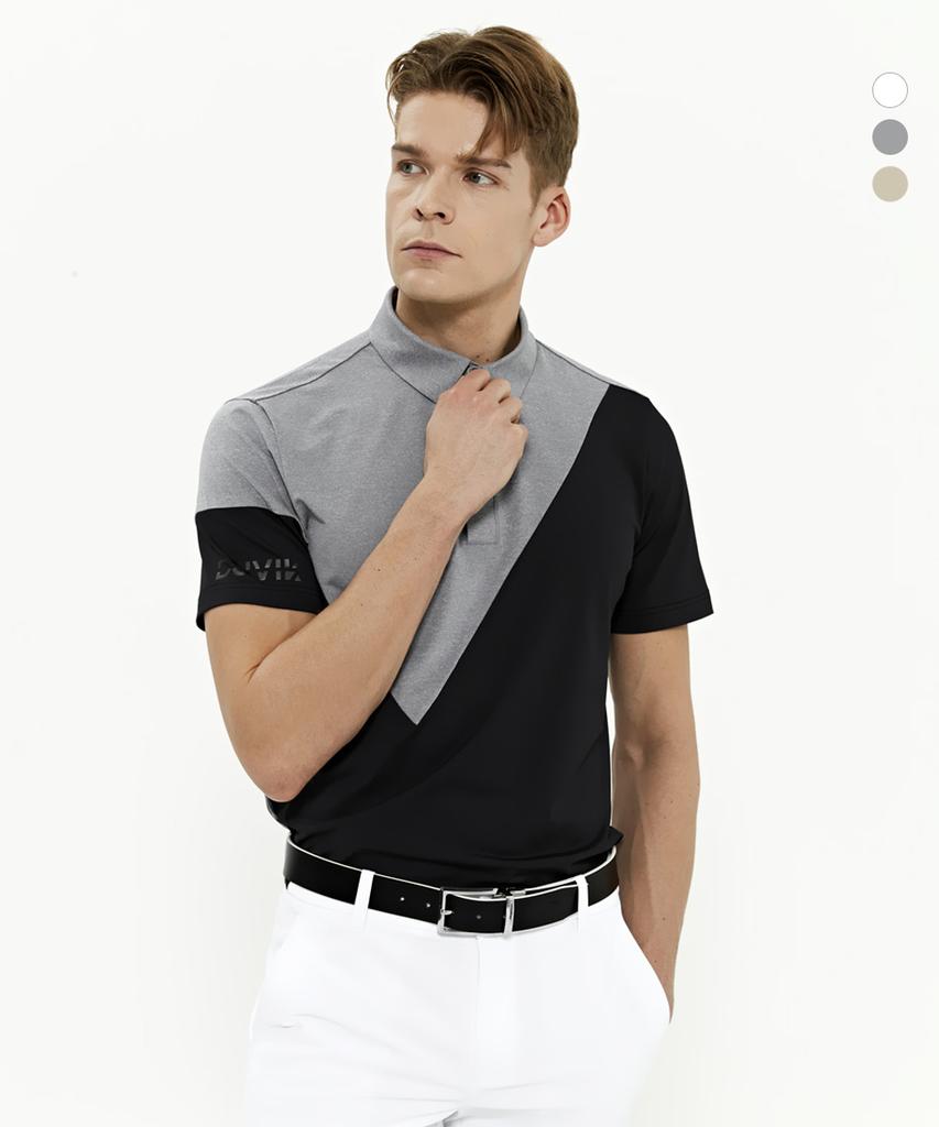 DUVIK Men'S Asymmetrical Color Block Short Sleeve T-Shirt Dd2Mts103