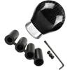 Real Carbon Fiber Manual Shift Knob – Universal Round Shifter With 4 Adapters & Screws – For Acura, Honda, Mazda, Toyota, Nissan, Subaru