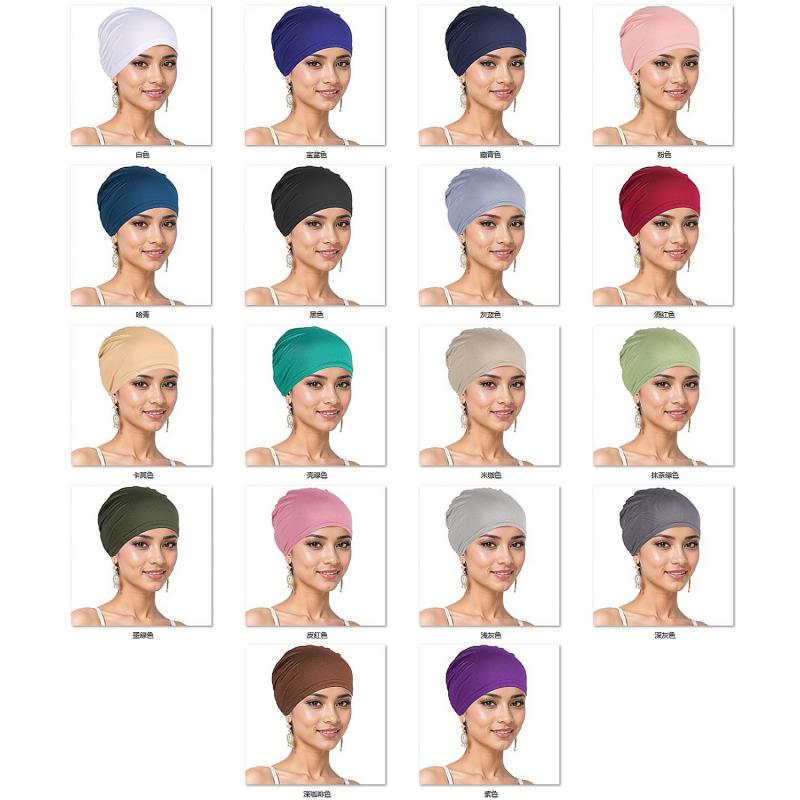 Dámská jednobarevná hidžábová čepice Podčepice Vnitřní čepice Muslimská pokrývka hlavy Natahovací čepice Všechna roční období Pohodlný streč
