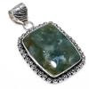 Indian Moss Agate Gemstone 925 Sterling Silver Jewelry Pendant 1.97" SU-10719