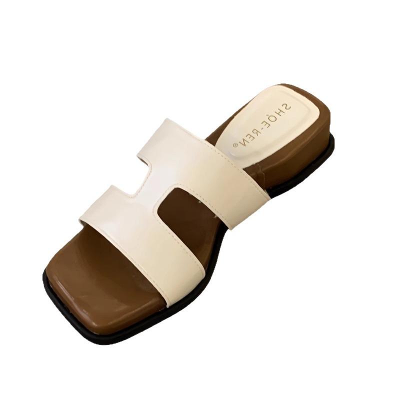 Slope Heel French One-line Slippers Women's Summer Vacation Beach Shoes and Niche Flip-flops