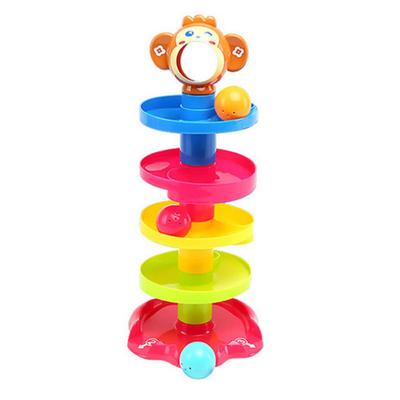 Vzdělávací hračka pro vývoj 5vrstvé koule Drop and Roll Swirling Tower | Stack Drop Go Ramp Toy Set Centrum aktivit pro výběr dárků na 1–3 roky, opice