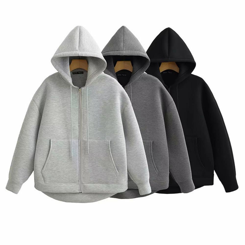 202 European and American Winter Retro Sweater Zipper Sweatshirt Fashion Long Sleeve Street Parka Women Outside