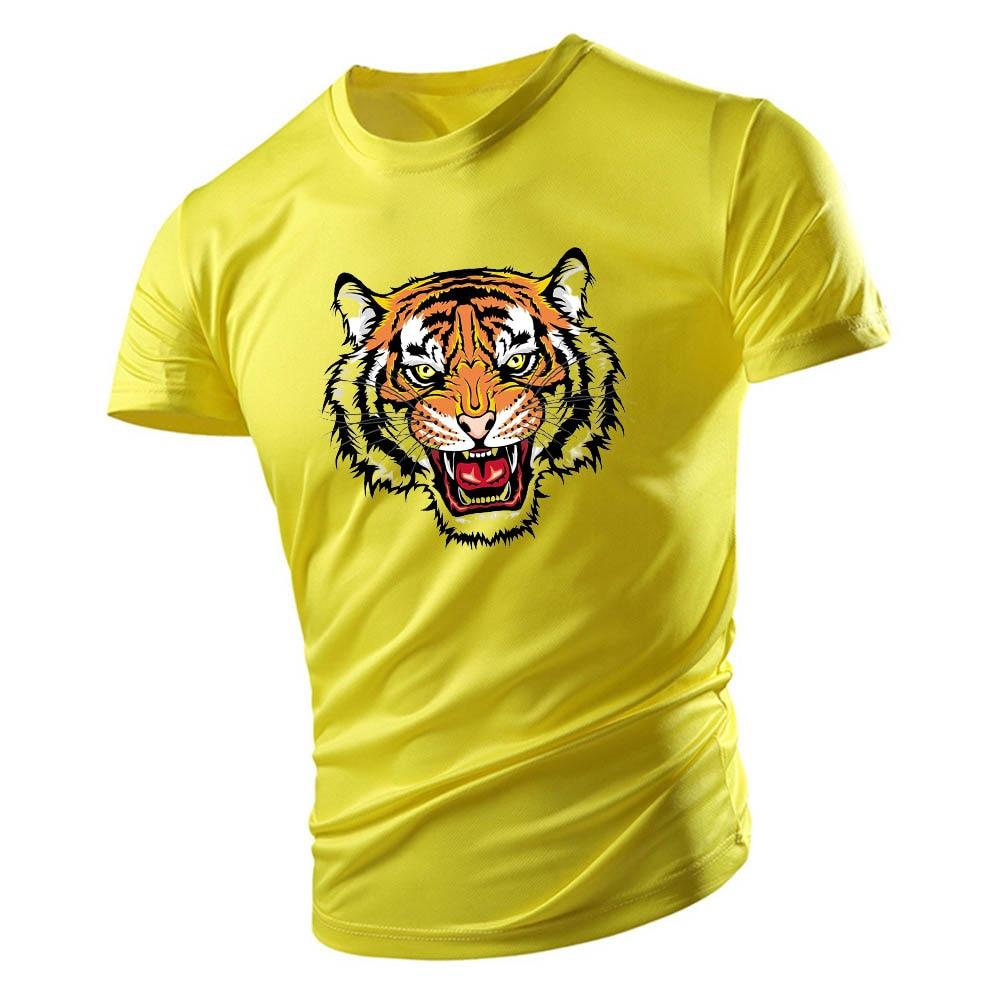 Four Seasons Vuxen T-shirt med rund hals för män Casual Top Creative Horror Tiger 2d-tryck Lös mode snabbtorkande kortärmad