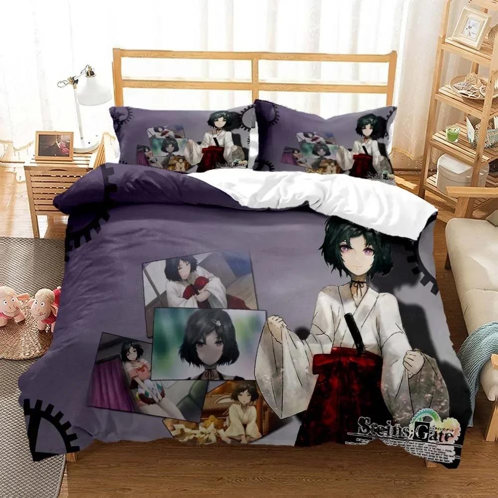 Comforter Steins Gate Digital Printed Polyester Bedding Set For Boys And Girls Three Piece Comfortable Soft Couple Gift Bedding Set