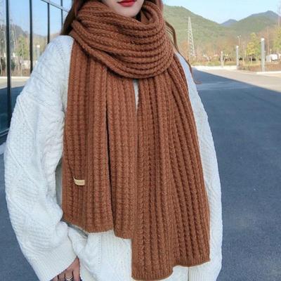 Ženy Podzim Zima Šála Pletené Větruodolné Elastické Zahuštěné Jednobarevné Teplé Měkké Japonský styl Útulný široký a dlouhý krk Ochrana Lady Neck Wrap