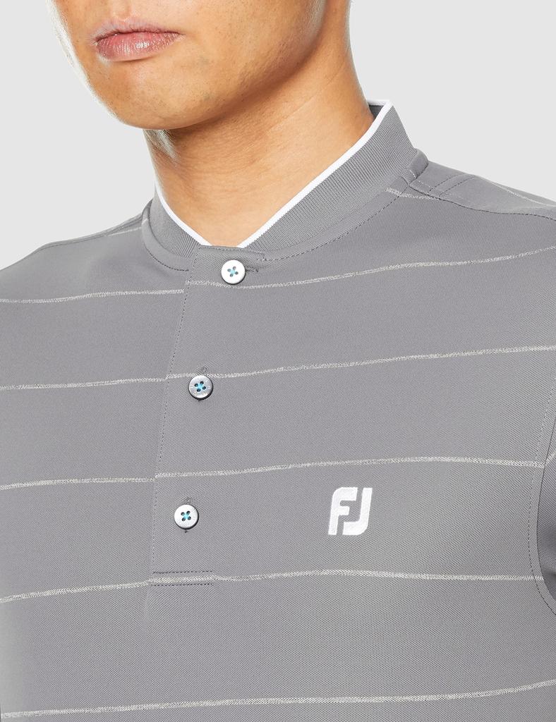 FootJoy Modern Classic Chalk Stripe Short Sleeve Braided Collar Shirt, Lava, Men's XXL, 80453-XXL