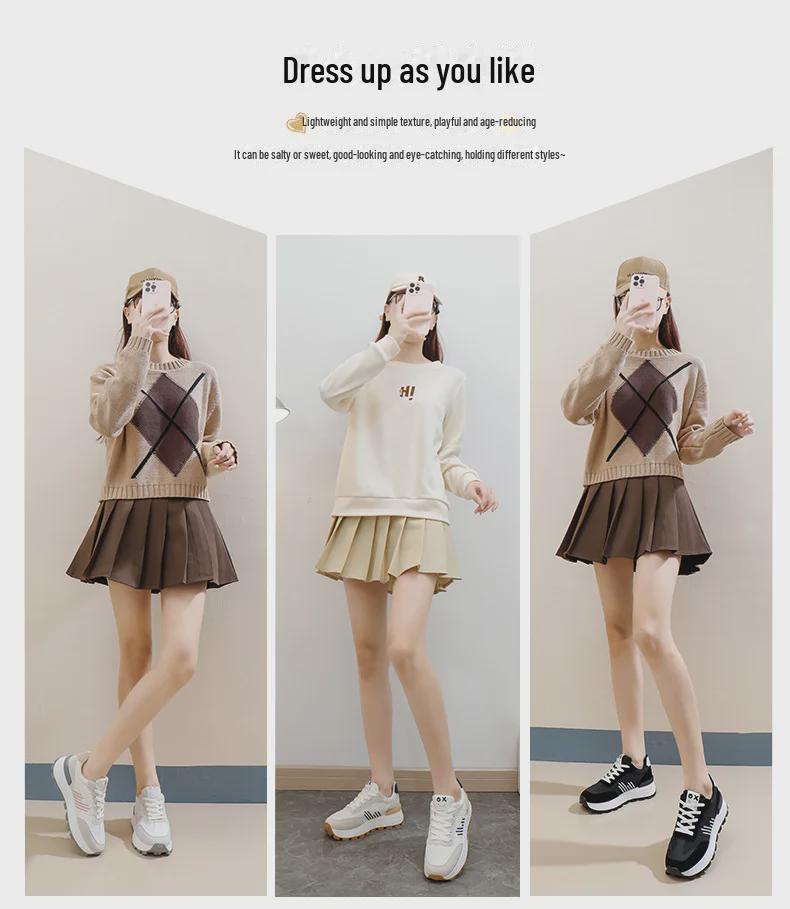 INS Korean Women's New Dad Sneakers: 2025 Spring Student Running Sports Shoes with Thick Sole for Heightening - Model J6101.