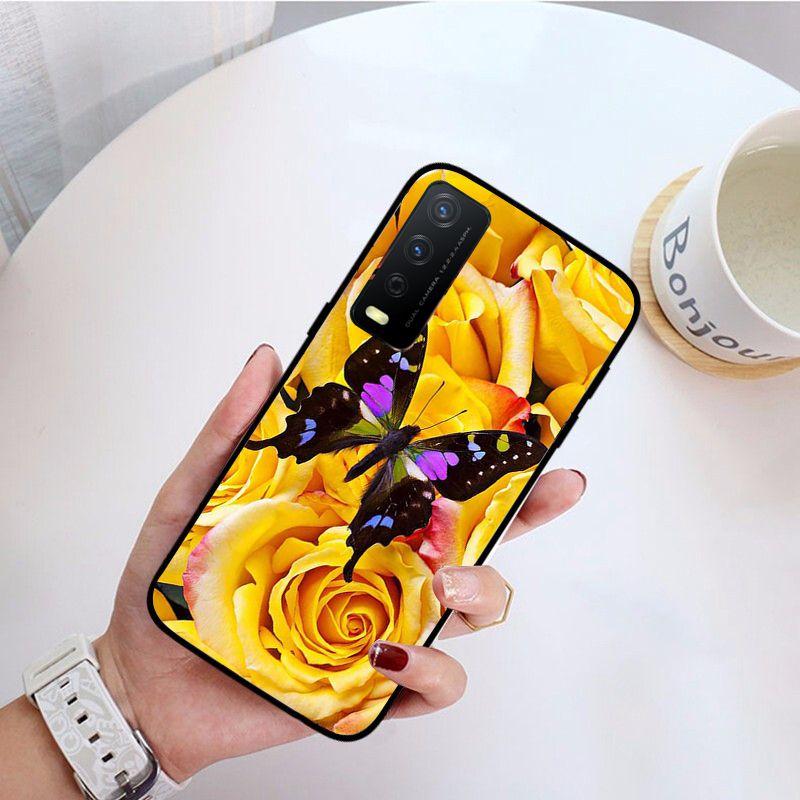 Red Butterfly Roses Flower Phone Cover For Vivo Y31 Y30 Y33S Y11S Y12S Y17 Y20 Y20S Y21S Y1S Y53S Y15 Y19 Y91C V23 Cases Coque