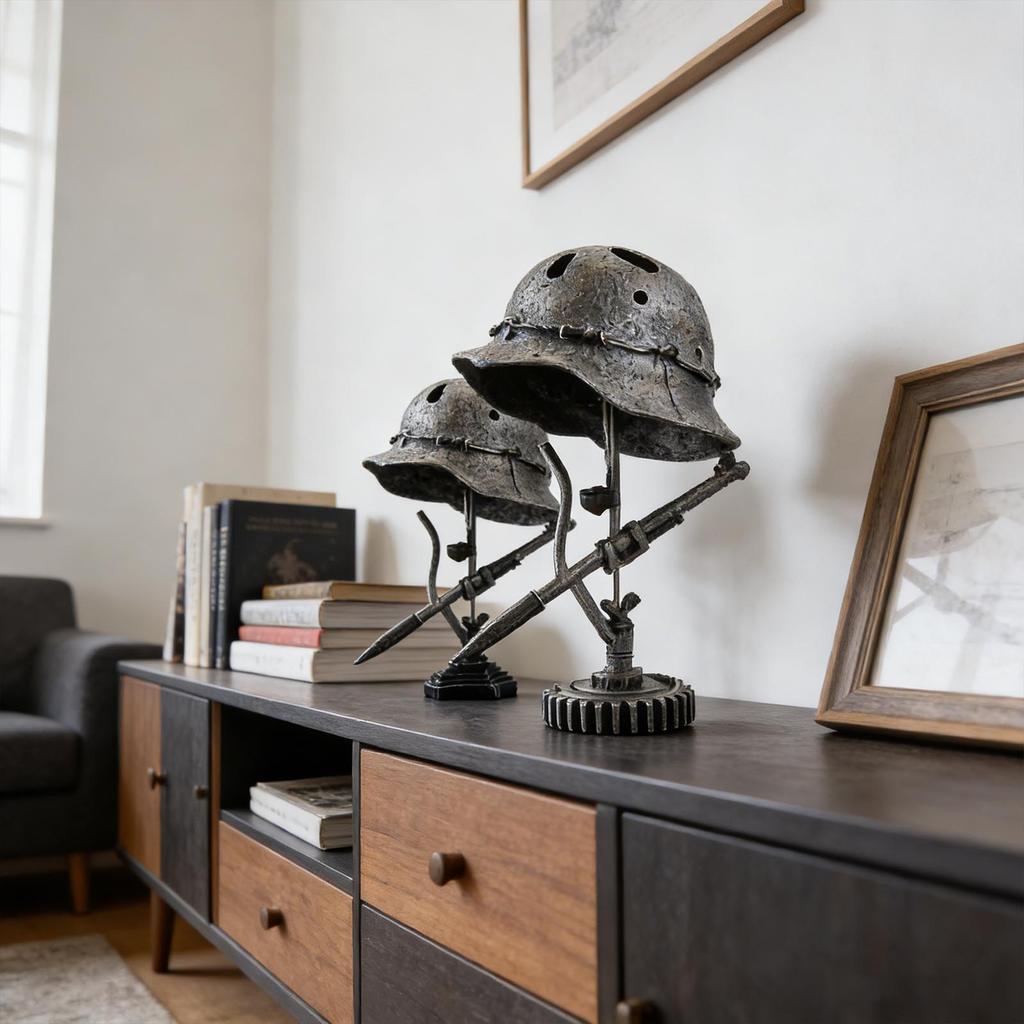 Retro Wartime - Resin With Vintage Military , Decorative, Suitable For Buffs And Themed Home Décor (without String Lights)