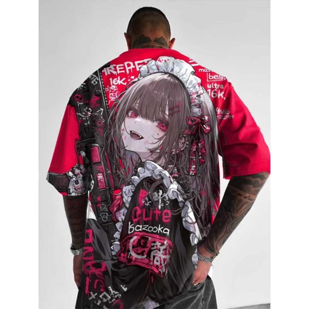 

Men s T-shirt Anime casual loose street T-shirt short sleeved XS