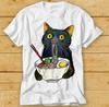 Ramen Noodle Black Cat Foodie Lover Best Seller Gift Meme Tee T Shirt 2484