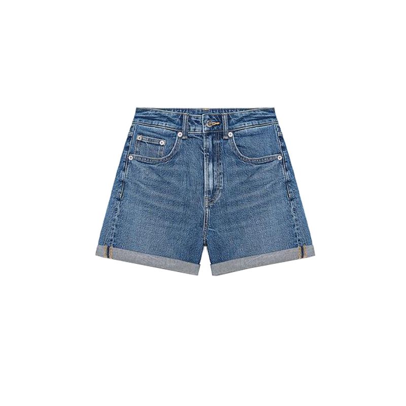 Summer Women's Strap Trim Hemming Trousers High Waist Loose Comfortable Edition Type Denim Shorts 8197107