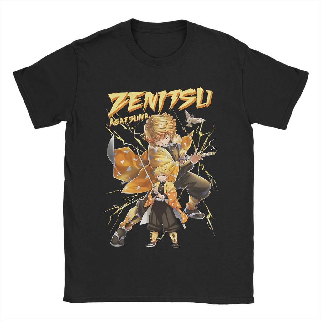 Zenitsu Agatsuma Demon Slayer T-Shirts für Herren Damen 100% Baumwolle Fantastische T-Shirts O-Ausschnitt T-Shirt Kurzarm Tops Geschenkidee