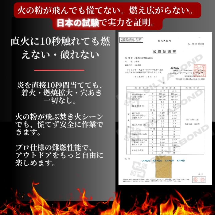 SILVABOND [Goat Leather x 3-Layer Construction x Passes Japan Heat Resistance Test Level 2] Heat-Resistant Camping Gloves, Soft Genuine Leather, Certi