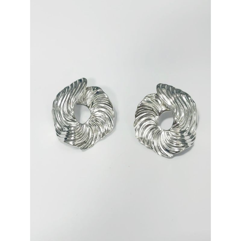 

DD Abstract Asymmetrical Texture Exaggerated Silver Earrings Abstract Asymmetrical round earrings