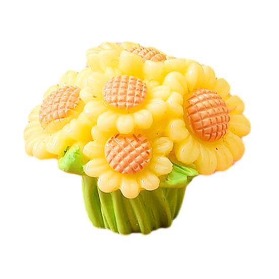 Mini Resin Artificial Flower Miniature Dollhouse Flower Accessories Tiny Potted Plants Ornament for Micro Landscape Doll House Fairy Garden