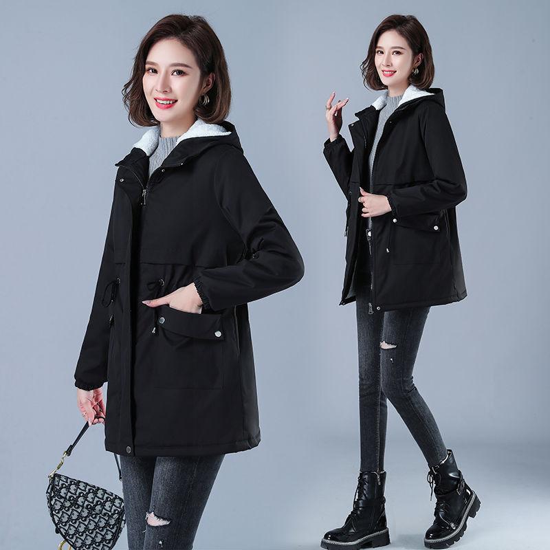 Winterjacke Baumwolle Warm Pufferjacke Damen Lässige Parkas mit Futter Plüsch Kapuzen Trench Outwear Damenbekleidung