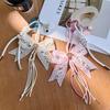 Y2K Trendy Lace Bow Star Keychain Ins Sweet Girly Braided Rope Keyring Fashion Bag Pendant Hanging Decoration Key Accessories