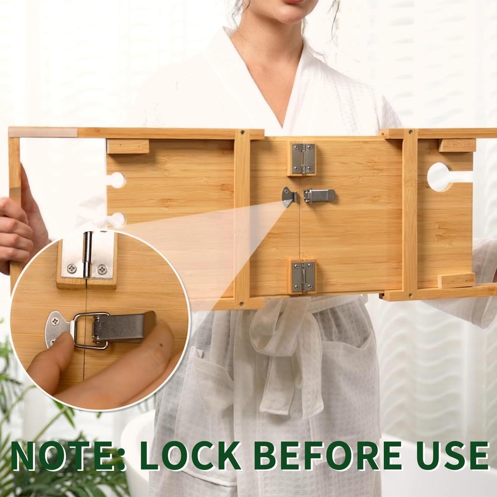 Utoplike Bamboo Bath Tray, Adjustable Bath Tray, Expandable Bath Rack, Portable Wine Holder