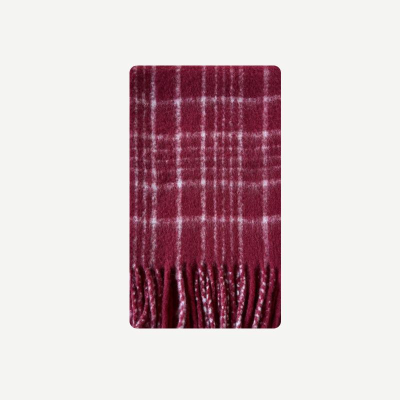 Wool Retro Ankora Red Plaid Scarf Women's Winter Atmosphere Woolen Scarf Korean Version