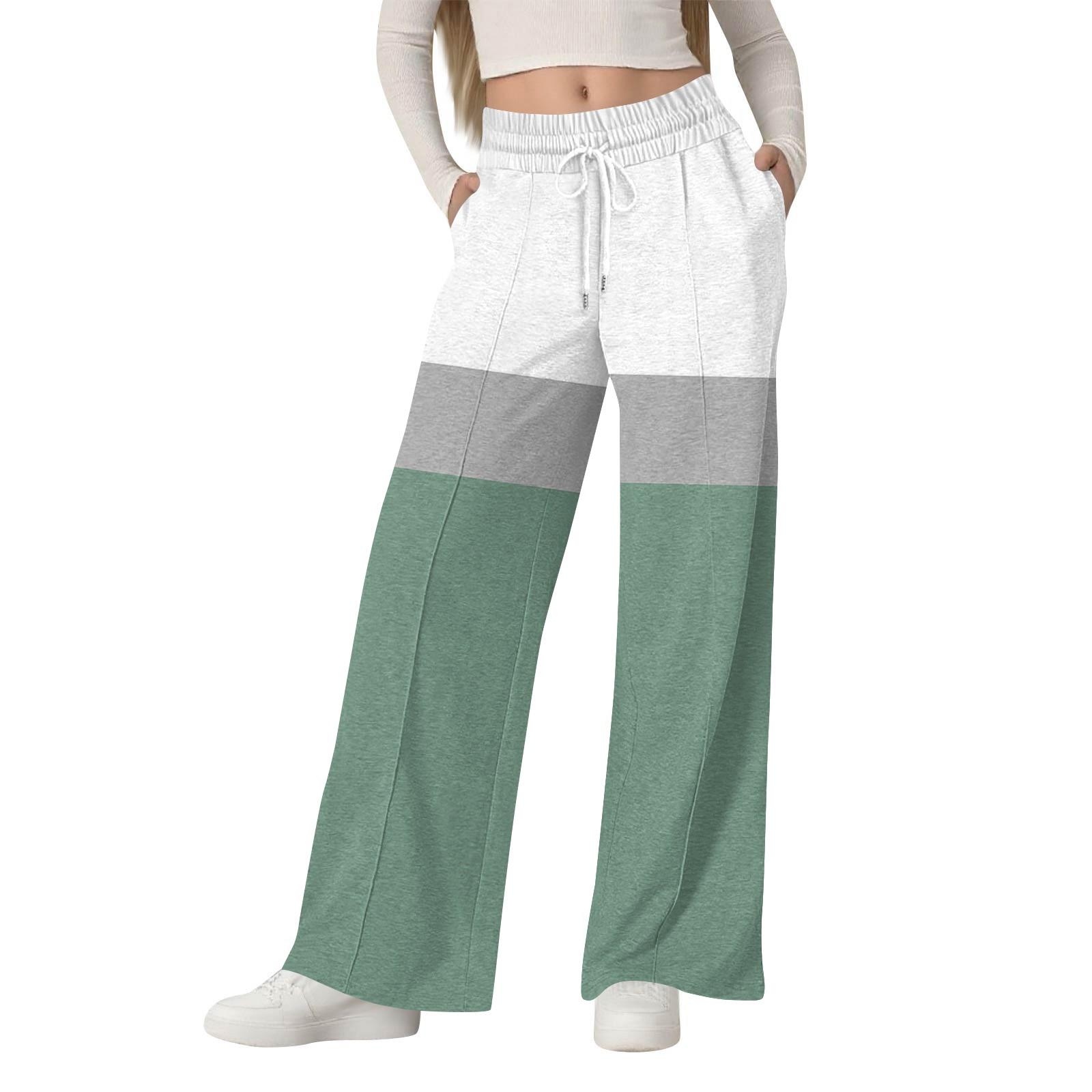 

Женские модные свободные повседневные брюки с широкими штанинами, геометрический цветной блок, пэчворк, принт M