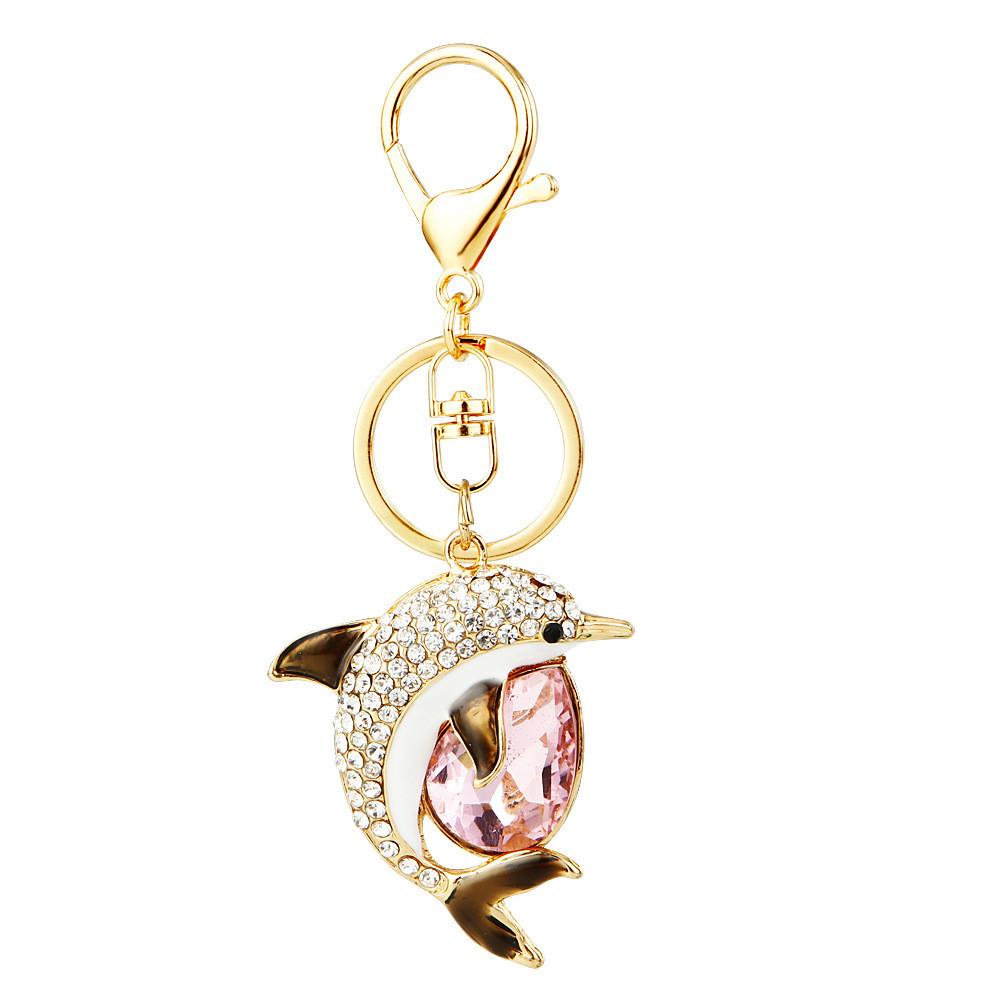 Chaveiro de Golfinho Exquisito com Gema Cintilante para Acessórios de Carro Elegantes