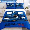 3PCS Skyline Blue Racing Spirit Speed Style Bedding Set 2D Printing (Includes 1 Duvet Cover + 2 Pillowcases Coreless), Bedroom decor,Fan gift