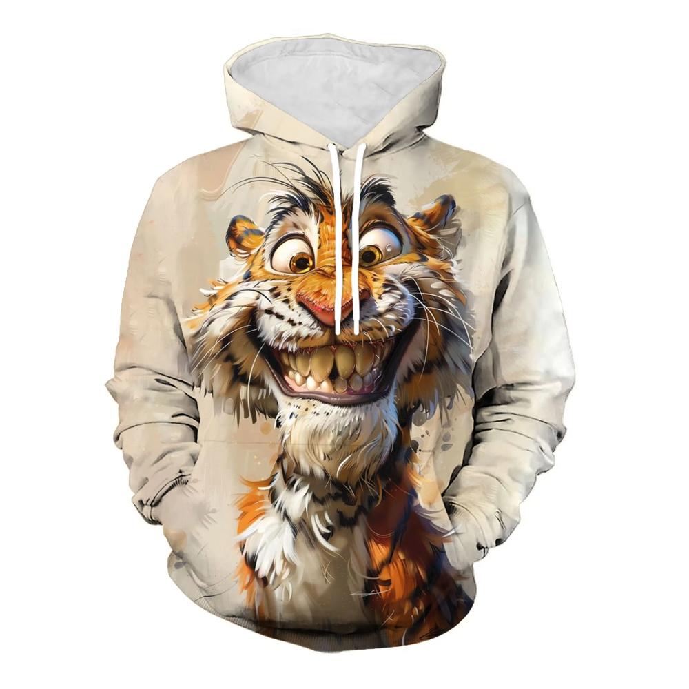 Men's Animal Print Simple Hooded Sweater Comfortable Loose Hoodies Sweatshirts Men’s