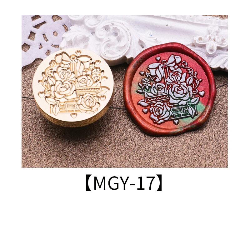 Wax Seal Stamp Heads Rose Pattern for Wedding Invitation Envelope Scrapbooking Flower Stamp for Card Making Craft Decoration